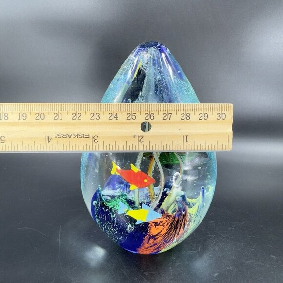 Venetian Art Glass Paperweight Fish Aquarium Large Heavy Multicolor Italian VTG - Picture 5 of 16